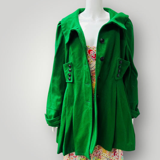 SEDUCE / green wool pea coat / 16 / designed in nz (3907496151304601528)
