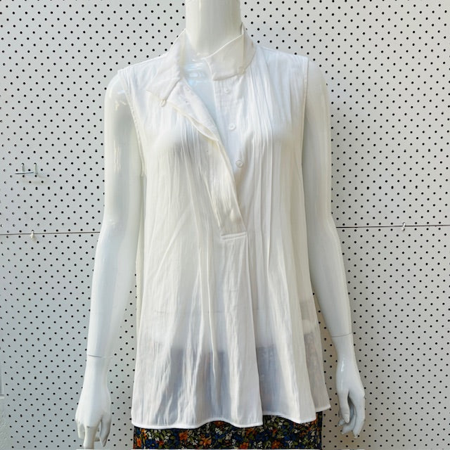 MELA PURDIE / sleeveless slinky white blouse / s (3907568630563180832)