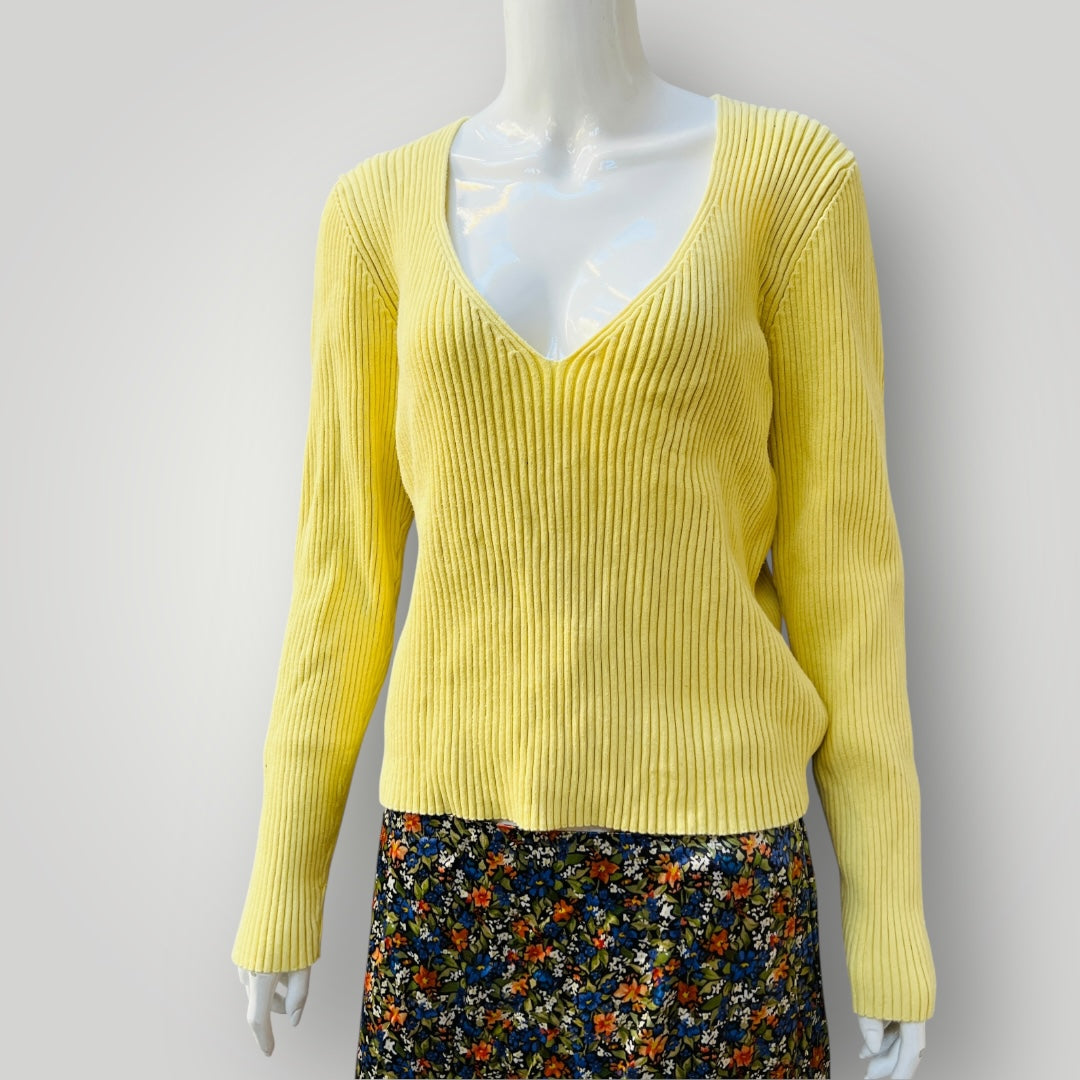 RUBY / carrie longsleeved rib top in butter yellow / 20 (3907569645834590597)