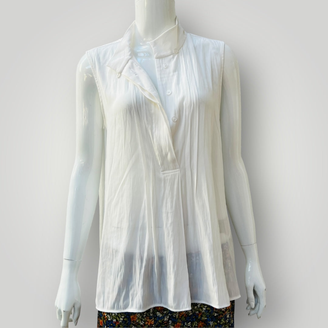MELA PURDIE / sleeveless slinky white blouse / s (3907569663664057986)