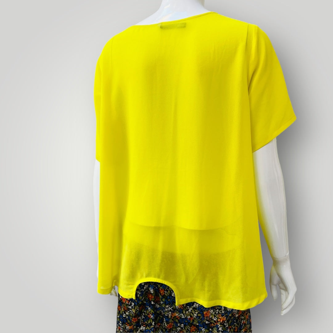 SIREN / bright yellow semi sheer shirt / 10 (3907569746570396054)