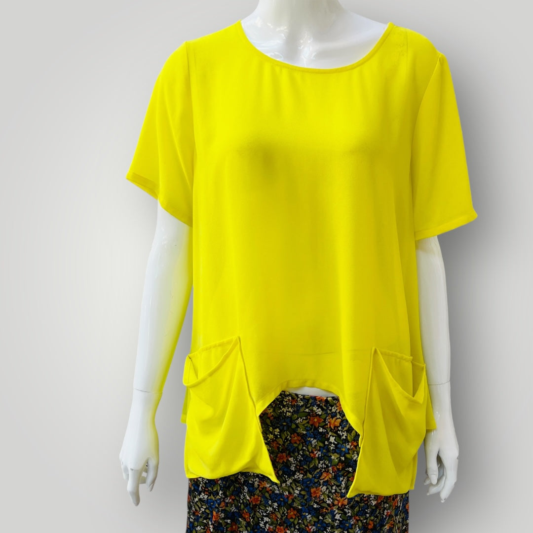 SIREN / bright yellow semi sheer shirt / 10 (3907569748788543505)