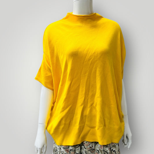 COS / bright yellow high necked wide oversized cotton top / L (3907685551622820474)
