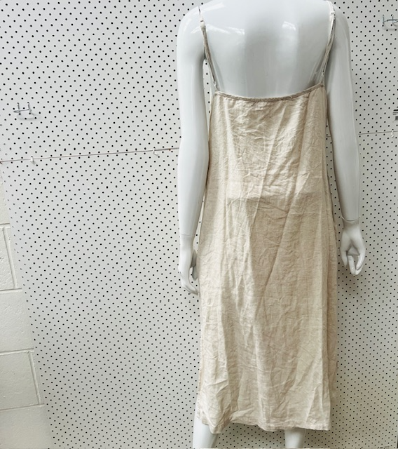 CANARY LINEN / beige slip dress / F (3907747386766885530)