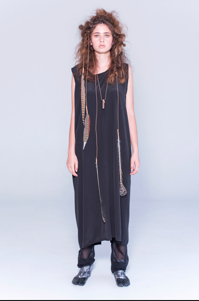LELA JACOBS / 'idle' silk dress / m / made in nz (3909203447241835022)