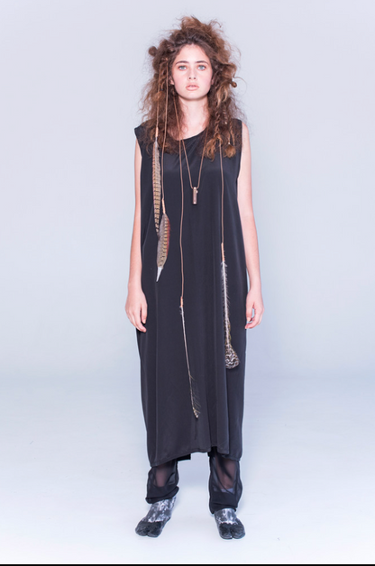 LELA JACOBS / 'idle' silk dress / m / made in nz (3909203447241835022)