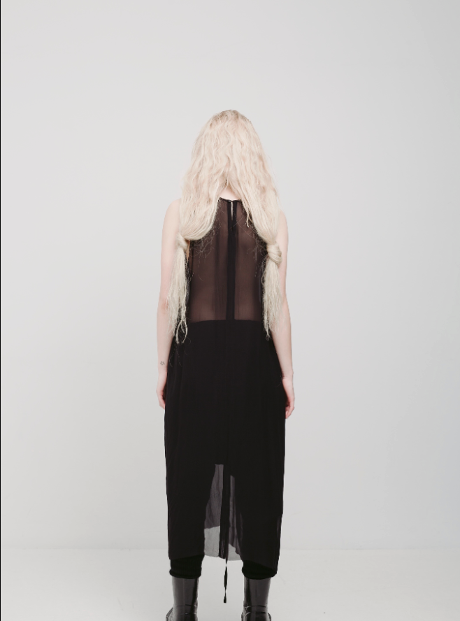 LELA JACOBS / 'idle' silk dress / m / made in nz (3909203457855218970)