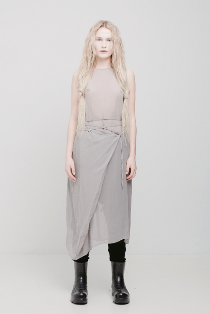 LELA JACOBS / 'idle' silk dress / m / made in nz (3909203464368344772)