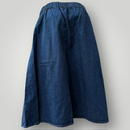 denim / a line skirt with white button up front / s (3909214228566634873)