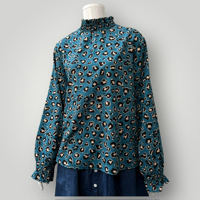 made in italy / high necked romantic leopard print blouse / 14 (3909214237753508514)