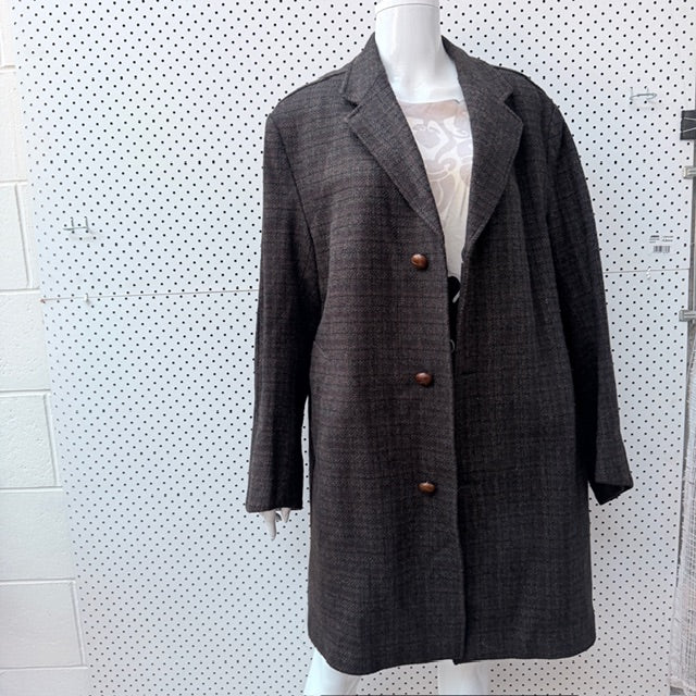 1960s vintage / tweed wool car coat / thorndale by newsome / L (3909214291836439810)