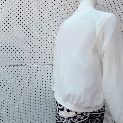 just jeans / white padded bomber jacket / m (3909214309412560198)