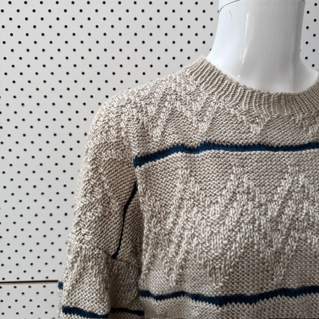 hand knitted / striped merino jumper / XL (3909294095313445005)