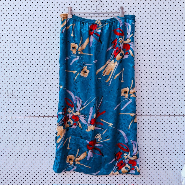 1980s vintage / CHIQUE BY MARNELLA / patterned skirt / m (3909391279333162996)