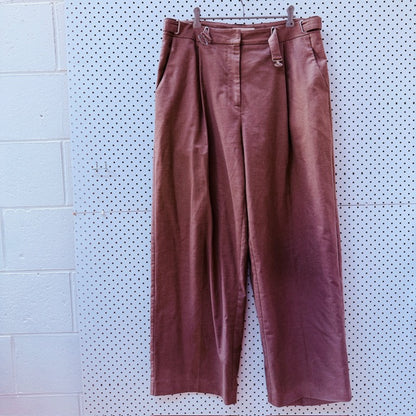 MAX / wide legged pleat front pants / brown / 14 (3909391440081502289)