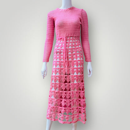 1970s vintage / handmade crochet dress / s (3909392272890300088)