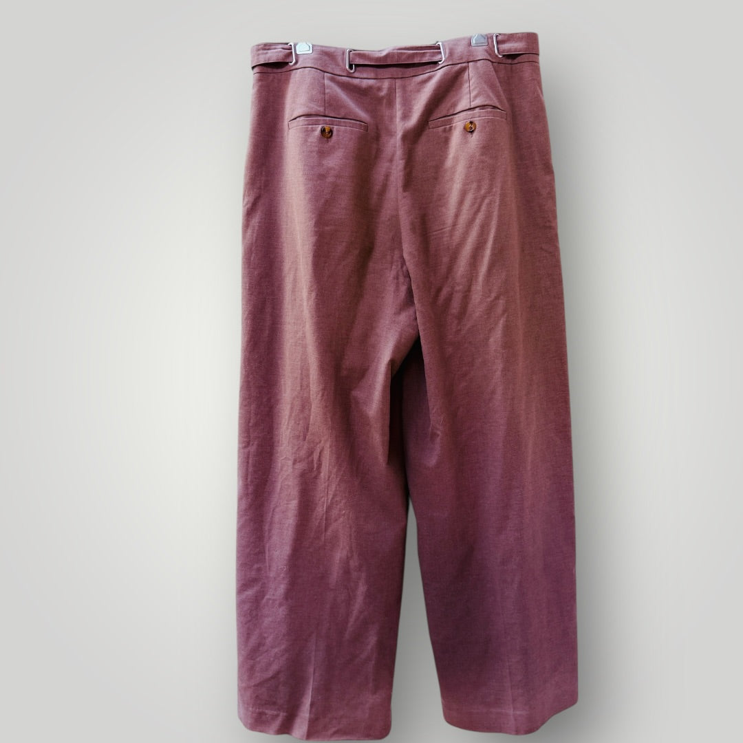 MAX / wide legged pleat front pants / brown / 14 (3909392350169686442)