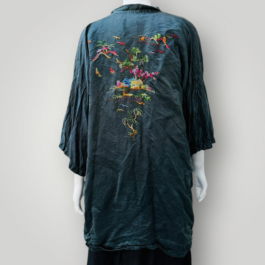 GOLDEN BEE / pure silk robe with embroidery / m (3910510460220565250)