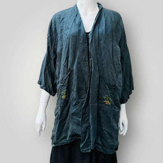 GOLDEN BEE / pure silk robe with embroidery / m (3910510462090618790)