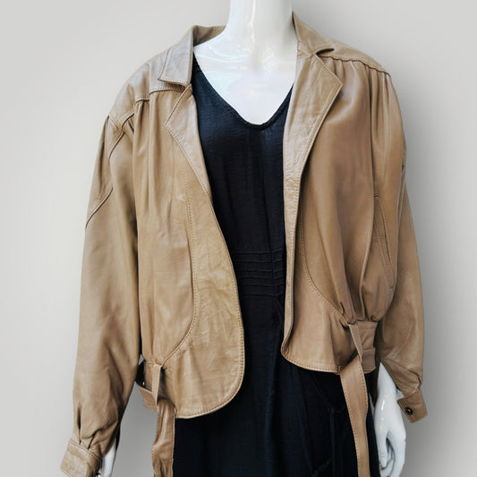 1990s vintage / brown leather jacket / m/l (3910510467709584008)