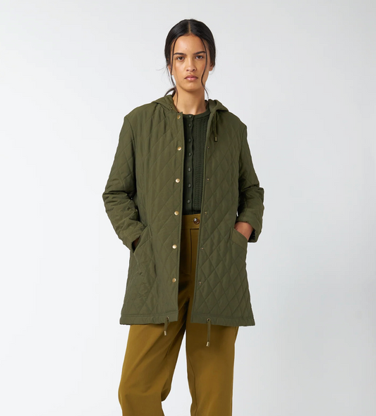 KATE SYLVESTER / green quilted parka / m (3910587450018321621)