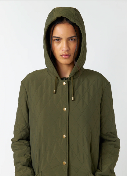 KATE SYLVESTER / green quilted parka / m (3910587456093763347)