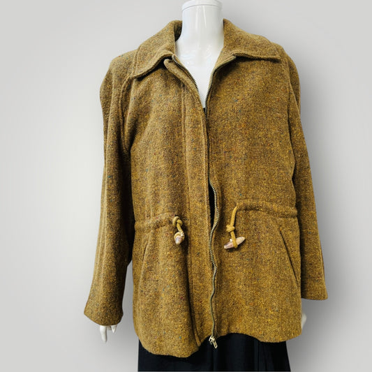 1960s vintage / tweed wool / bush shirt jacket / M (3910607136475807935)