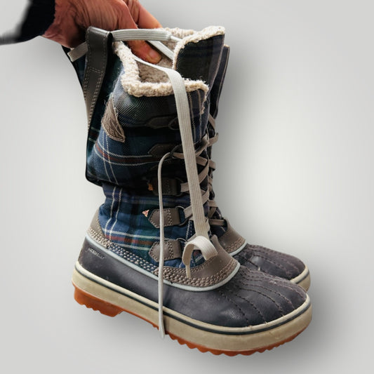 SOREL / Tivoli Blue Plaid Waterproof Winter Snow Boots / 37.5 (3911112063647377266)