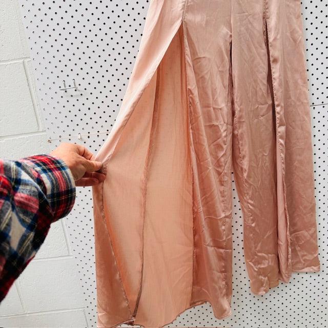 silk / pink pants with long front split  / s (3911148872645598732)