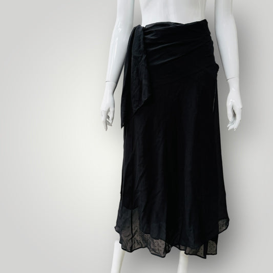 ZAMBESI / panelled silk wrap skirt / free size (3911149159579734505)