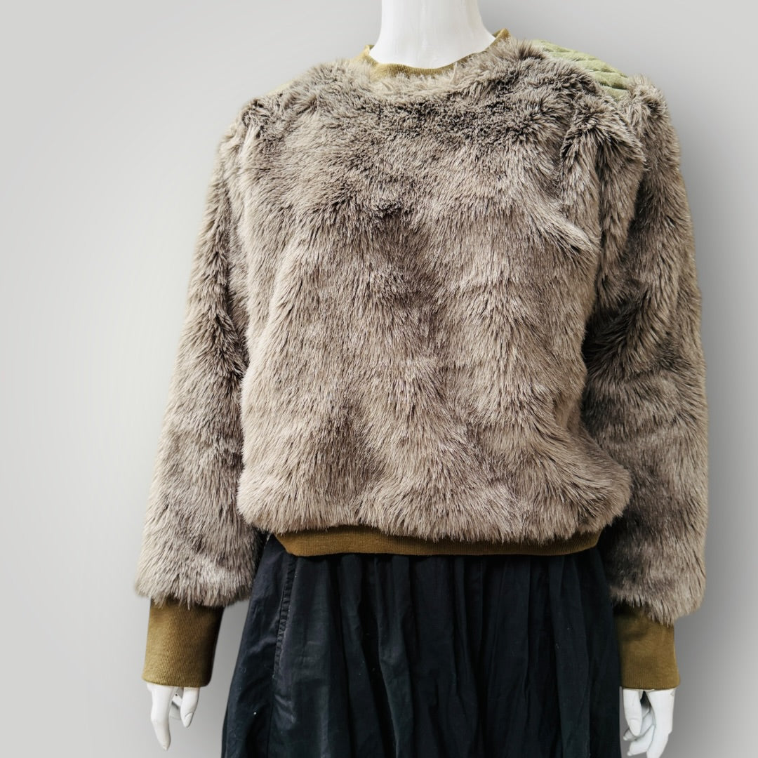 1990s nz vintage / NOM*D? / faux fur sweatshirt / made in dunedin / s (3911149169735122149)