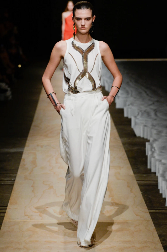 SASS + BIDE / 'fiesta barcelona' wide white pants with x-waist / 40 (3911223929768933648)