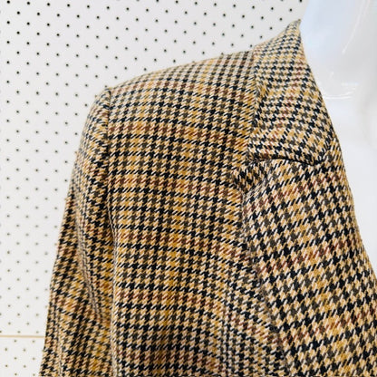 vintage / MARKS + SPENCER / pure wool houndstooth double breasted blazer / s (3911288243537291075)