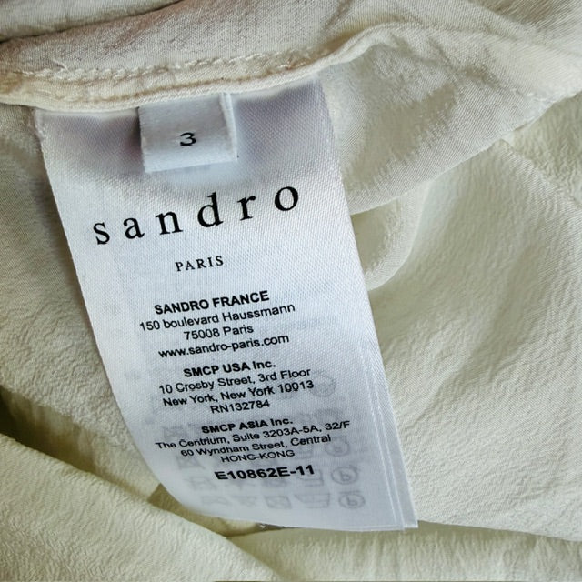 SANDRO PARIS / silk shirt with ruffle back / s (3911288349376109217)