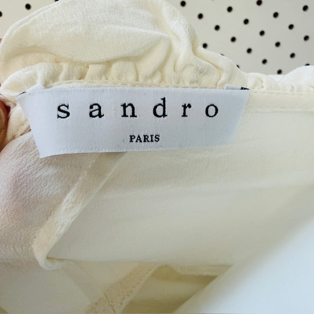 SANDRO PARIS / silk shirt with ruffle back / s (3911288350922214858)