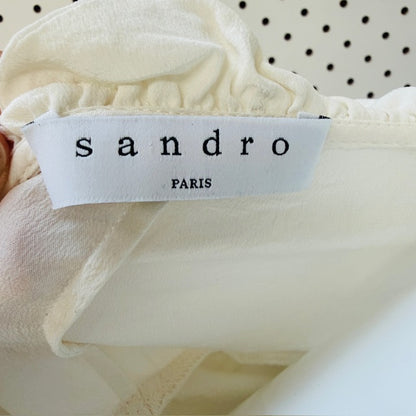 SANDRO PARIS / silk shirt with ruffle back / s (3911288350922214858)