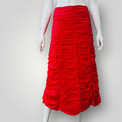 2000s vintage / MADGE / red a line midi skirt / made in nz / s (3911289240324266618)