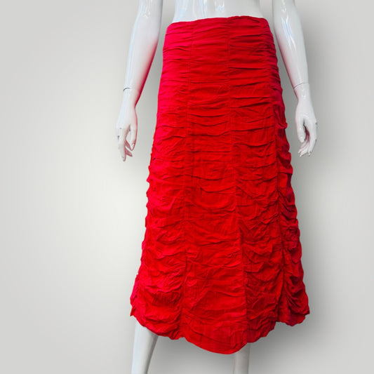 2000s vintage / MADGE / red a line midi skirt / made in nz / s (3911289240324266618)