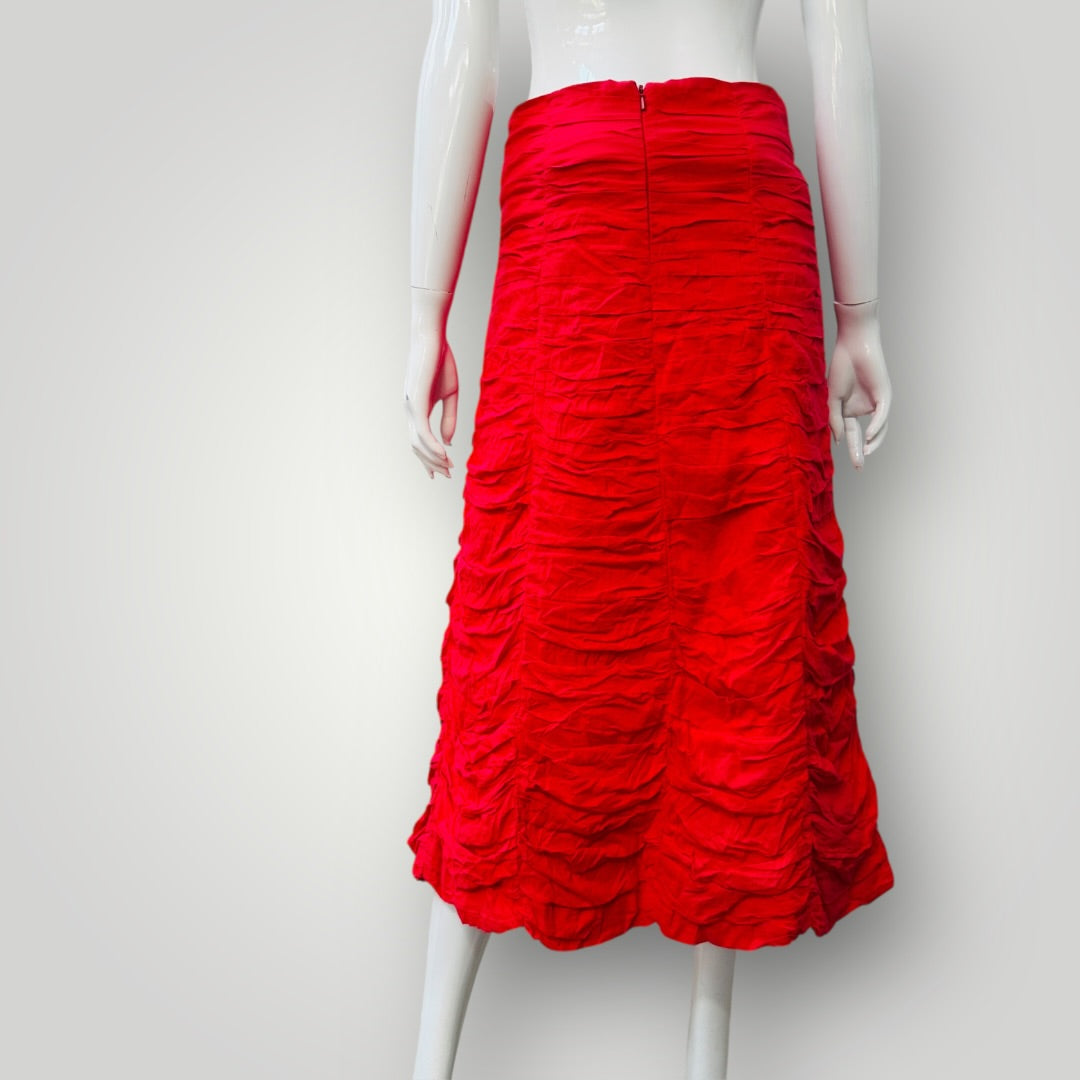 2000s vintage / MADGE / red a line midi skirt / made in nz / s (3911289241691396607)
