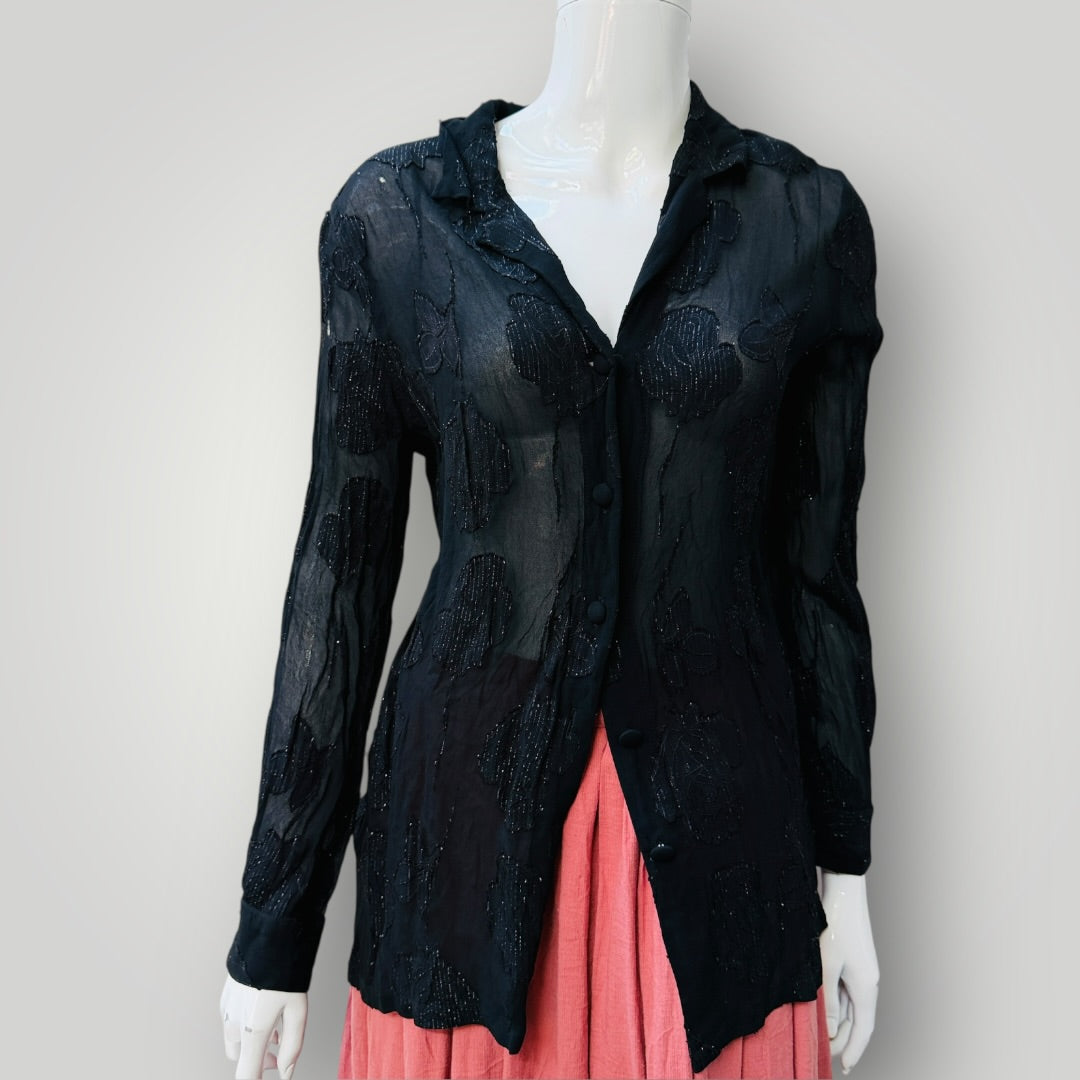 1990s aussie vintage / ADELE PALMER / sheer shirt / 12 (3911289305267858002)