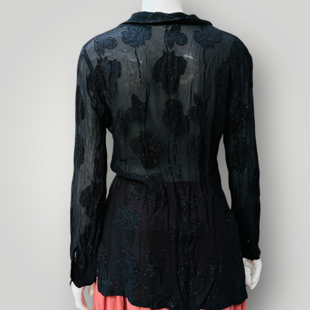1990s aussie vintage / ADELE PALMER / sheer shirt / 12 (3911289308521384496)