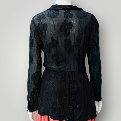 1990s aussie vintage / ADELE PALMER / sheer shirt / 12 (3911289308521384496)