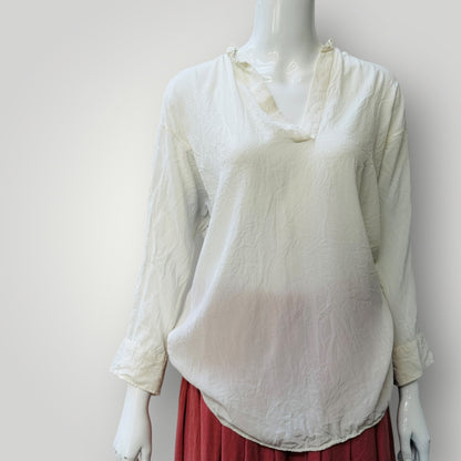 SANDRO PARIS / silk shirt with ruffle back / s (3911289317535253908)