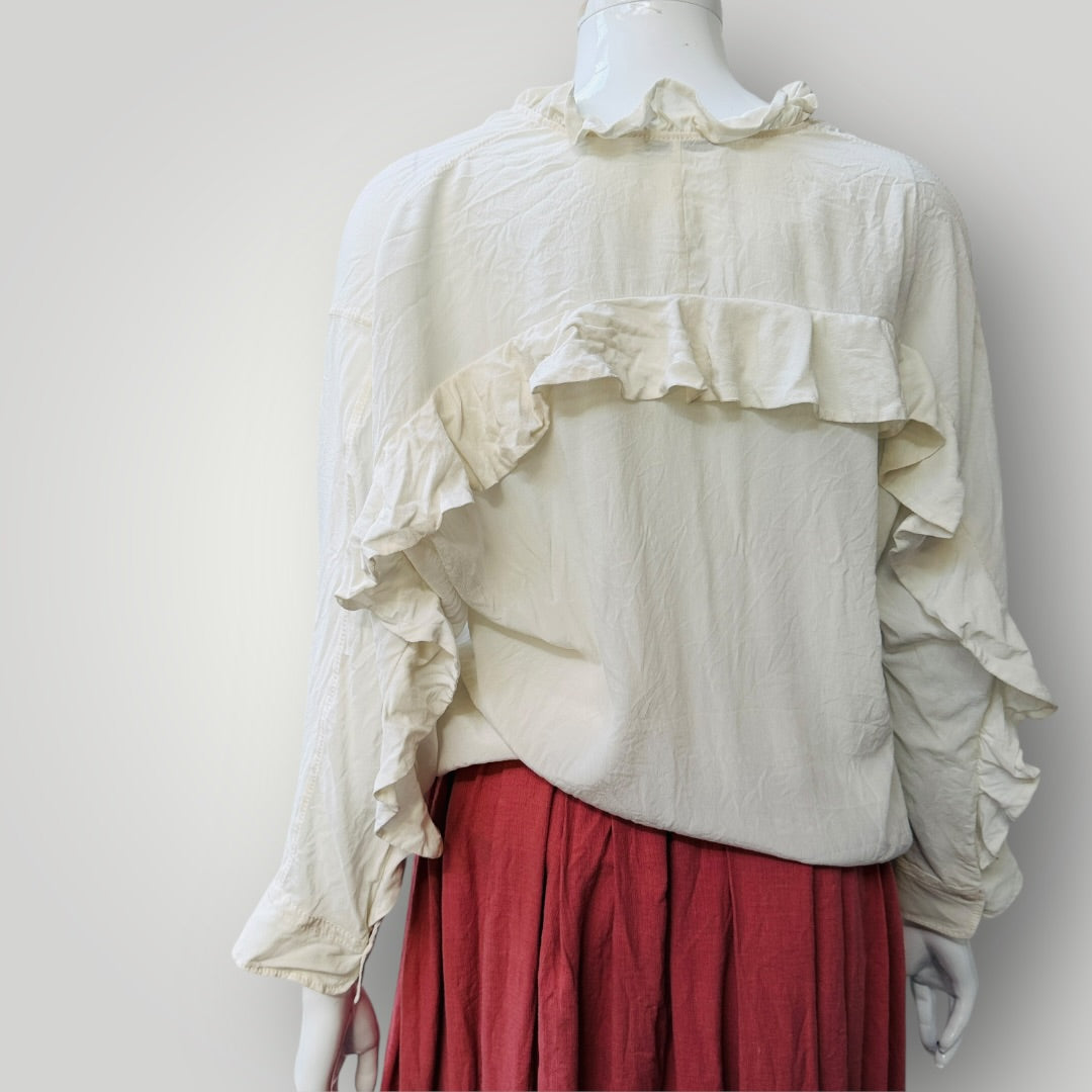 SANDRO PARIS / silk shirt with ruffle back / s (3911289320440720394)