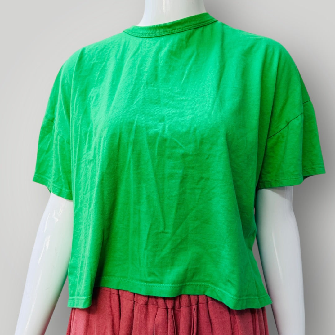 ZARA / bright green tee / s (3911289343456483636)