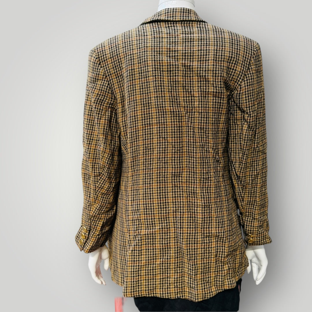 vintage / MARKS + SPENCER / pure wool houndstooth double breasted blazer / s (3911289392025197966)