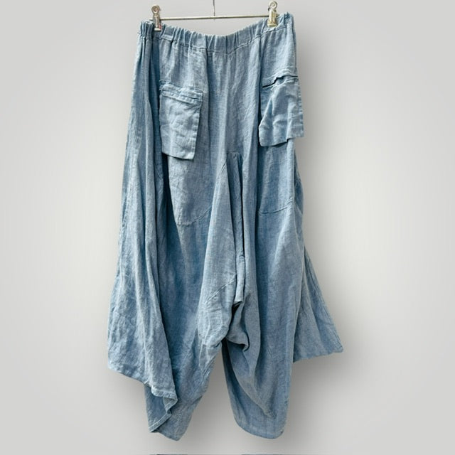italian linen / wide legged pants/skirt / L (3911741649105626464)