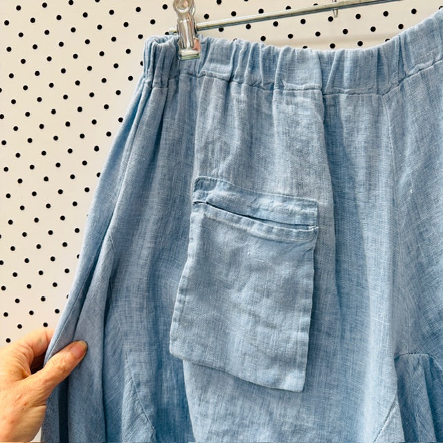 italian linen / wide legged pants/skirt / L (3911741870768298588)