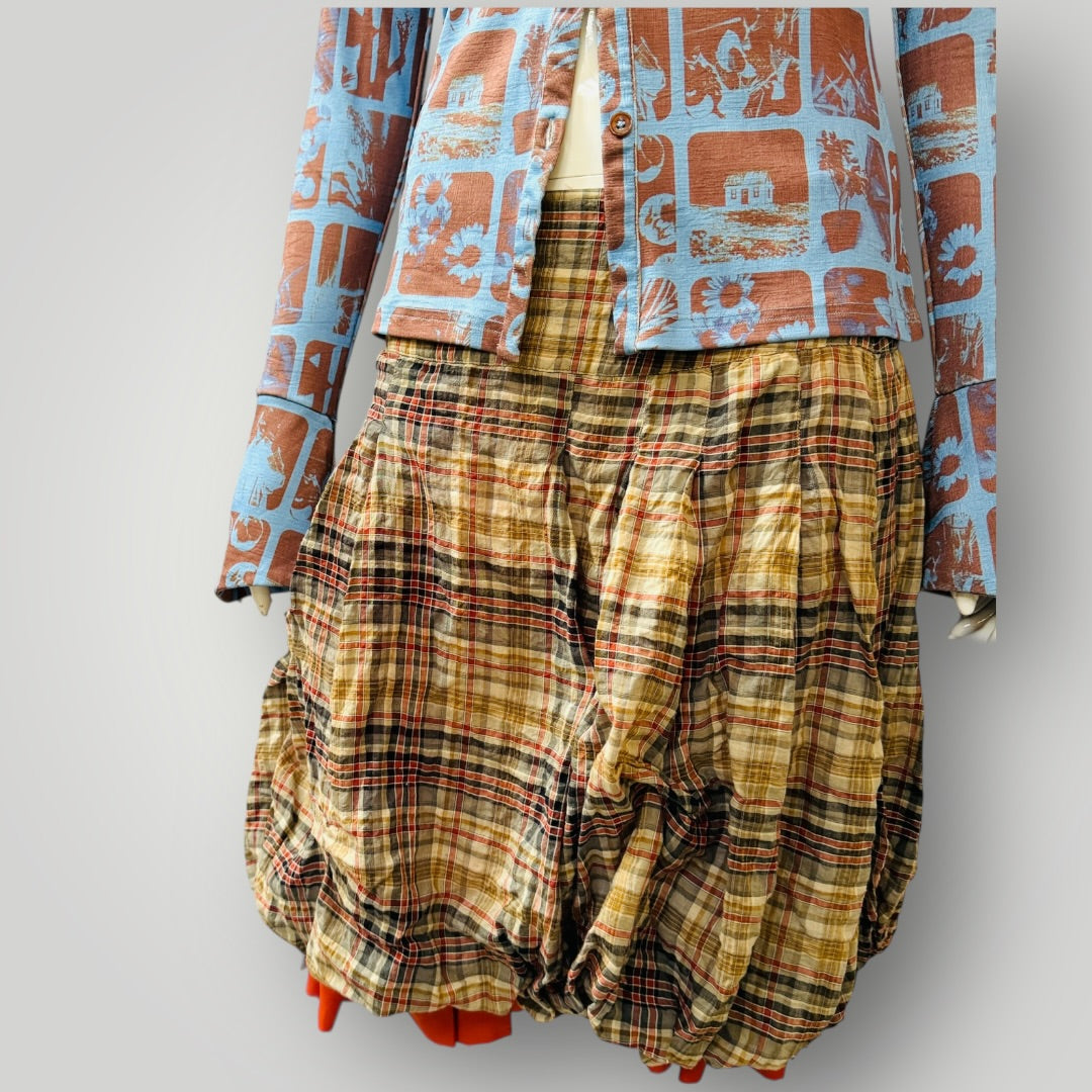 1990s vintage / plaid bubble skirt / l'amour paris / m (3912247896797877203)