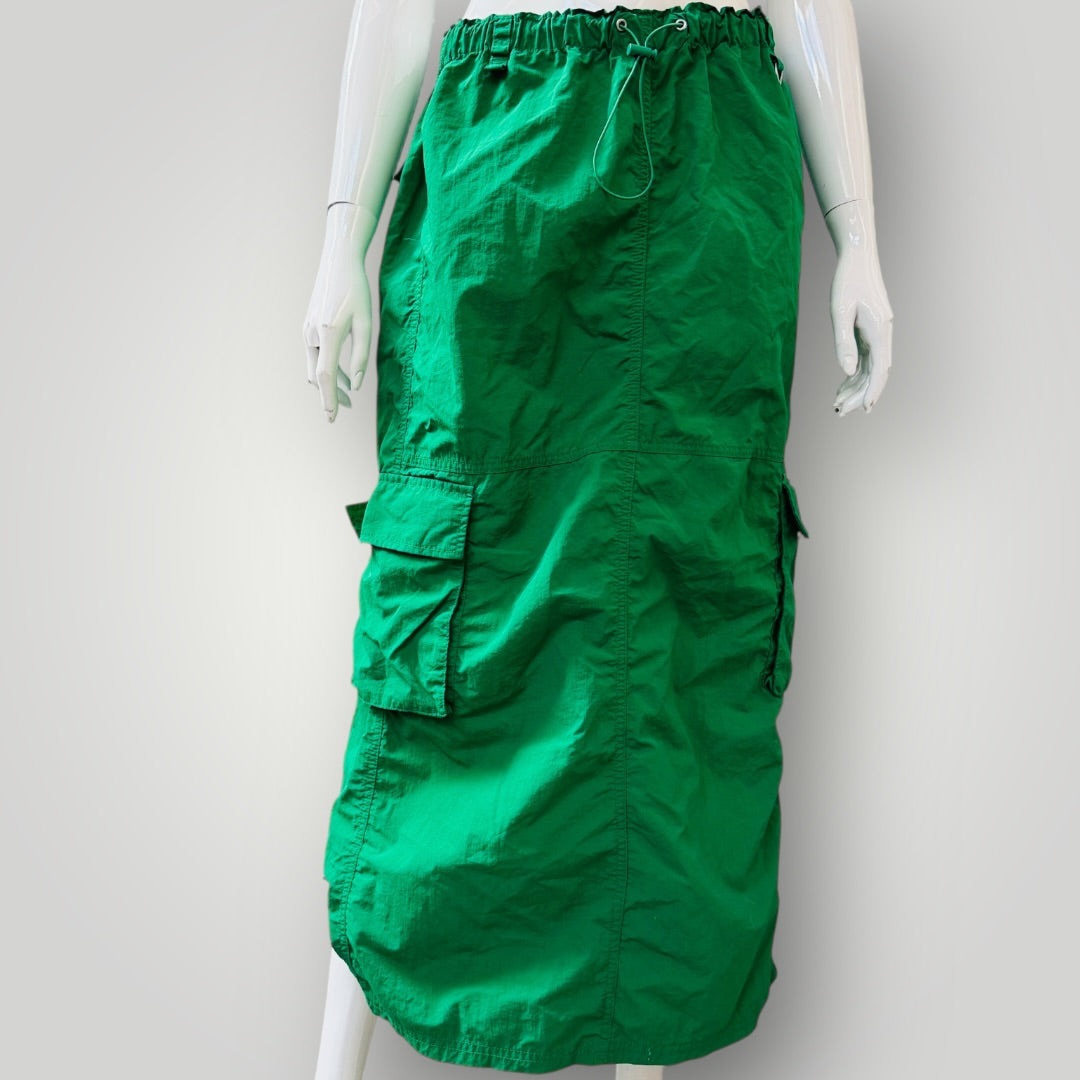 Cuidado Con El Perro / emerald green cargo or "parachute" maxi skirt / m (3912247917831779277)